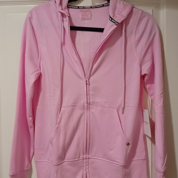 JUICY COUTURE PINK HOODIE FRONT ZIPPER SIZE: SL - Picture 2 of 7